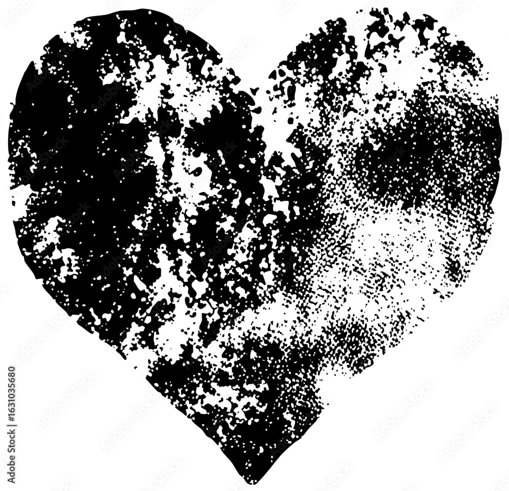 Poster vector distressed heart with fragmented texture.