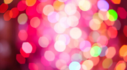 Abstract blurred bokeh lights background with festive and vibrant colors