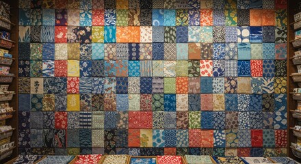 Vibrant Japanese Fabric Wall Art A Stunning Display of Traditional Textiles