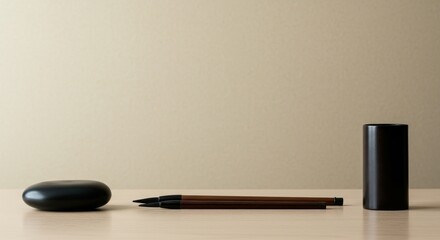 Minimalist Japanese Ink Writing Set Elegant Black & Brown Calligraphy Tools