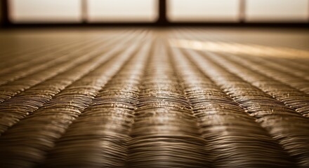 Tatami Mat Texture Close-Up of Traditional Japanese Flooring