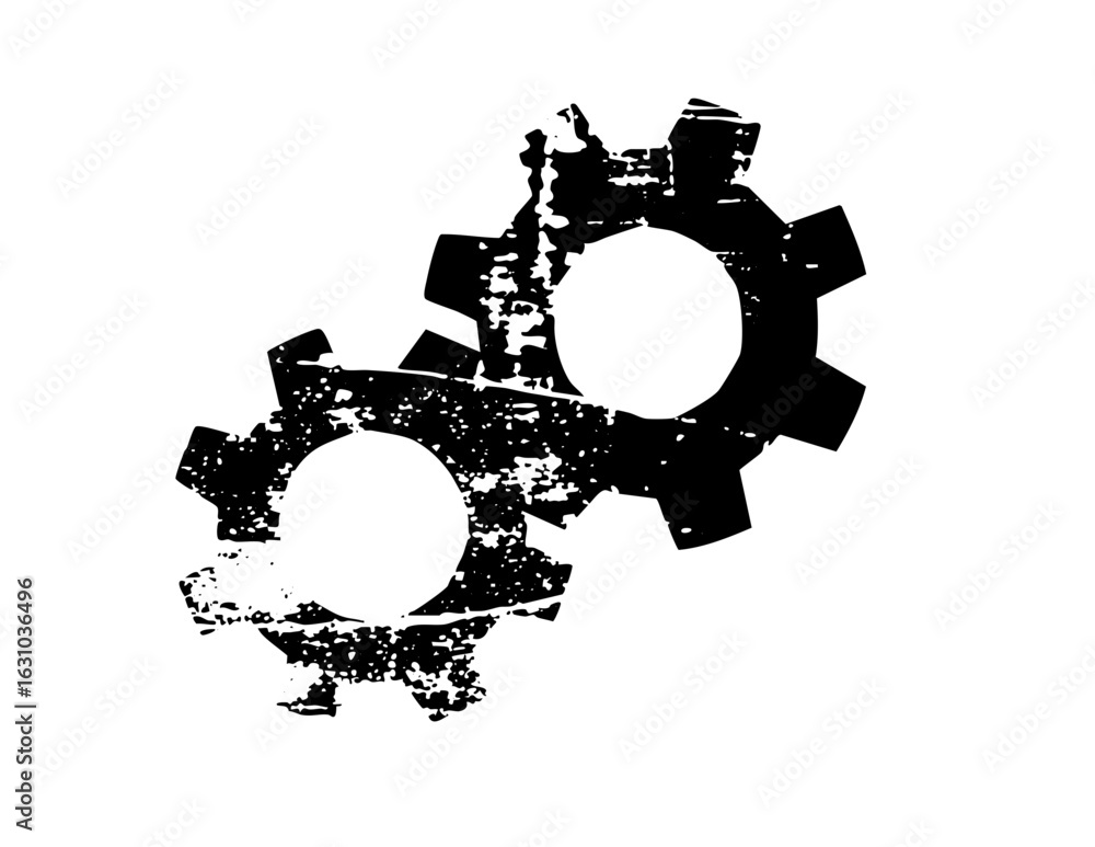 Poster vector interlocking gears with distressed texture