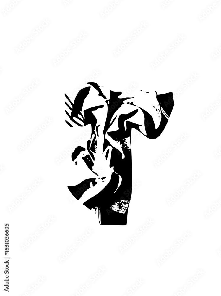 Poster vector dynamic dancer silhouette performs a fluid expressive movement.