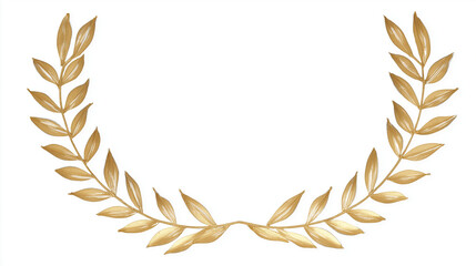 Golden wreath frame with watercolor leaves, elegant and symmetrically arranged.