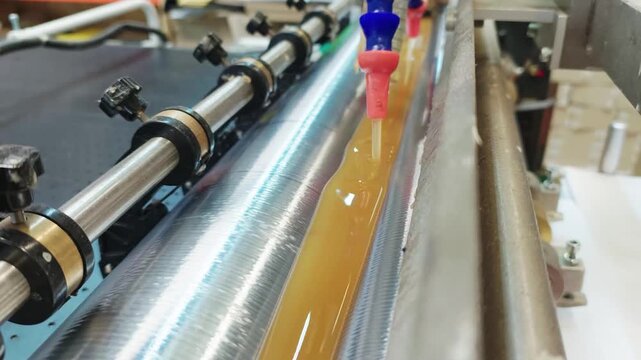 Efficient glue application process enhances performance of spreading machine rollers in industrial setting