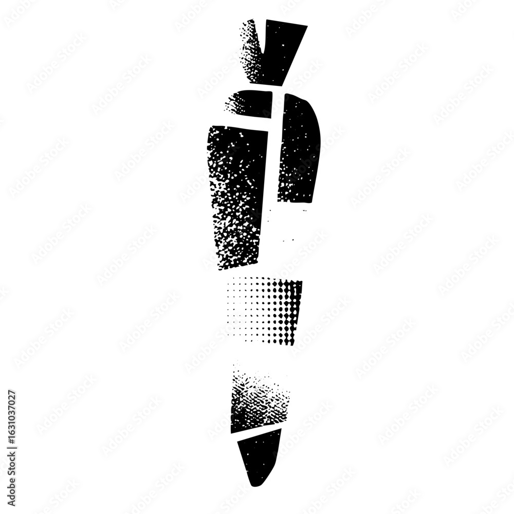 Poster vector abstract geometric footprint with halftone effect.