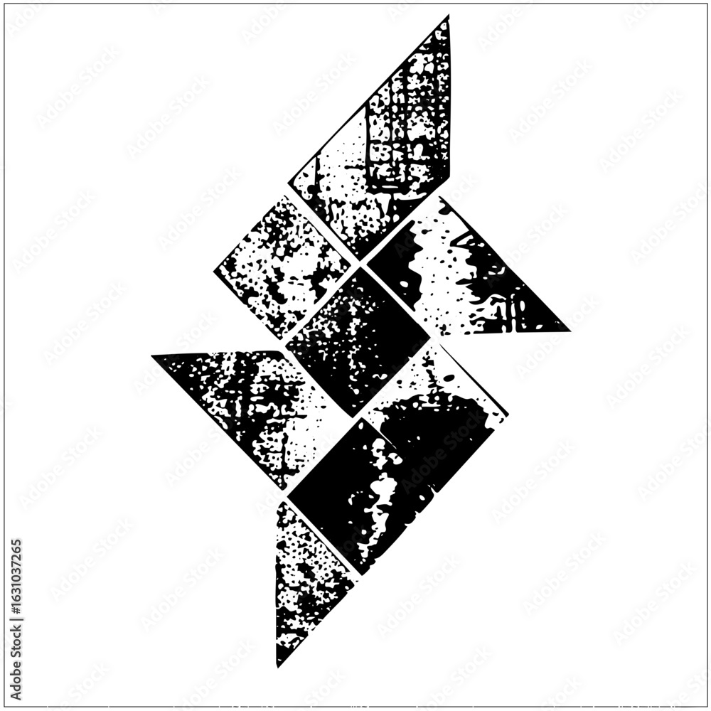 Poster vector geometric abstract featuring fragmented squares and triangles.