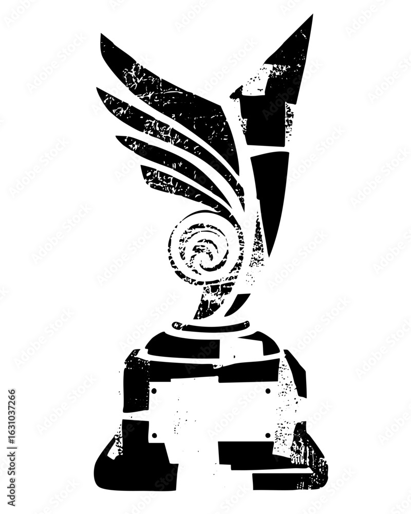Poster vector abstract robotic figure with swirling energy .