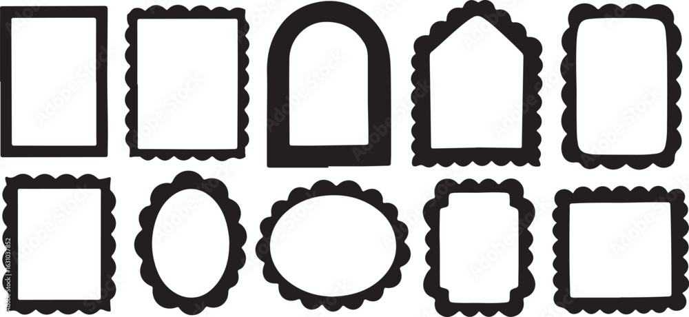 Aufkleber collection of decorative black frames in various shapes including rectangular oval and arched design