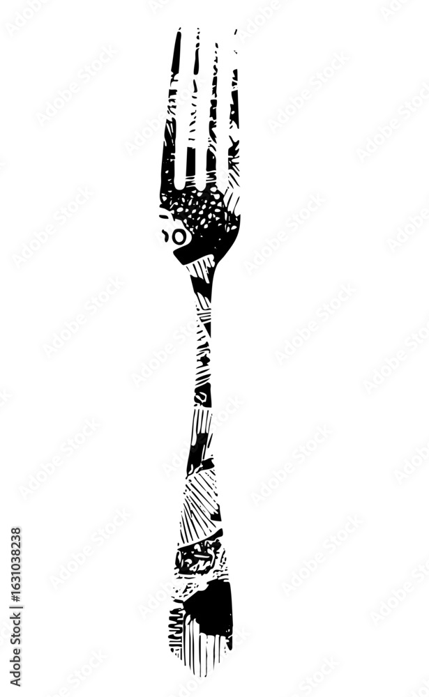 Poster vector abstract fork with linear elements.