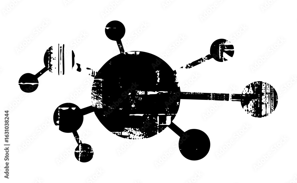 Poster vector abstract molecular structure with connected spheres and lines.