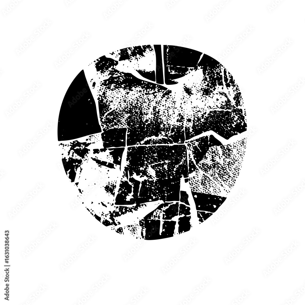 Aufkleber vector fragmented circle with distressed texture.