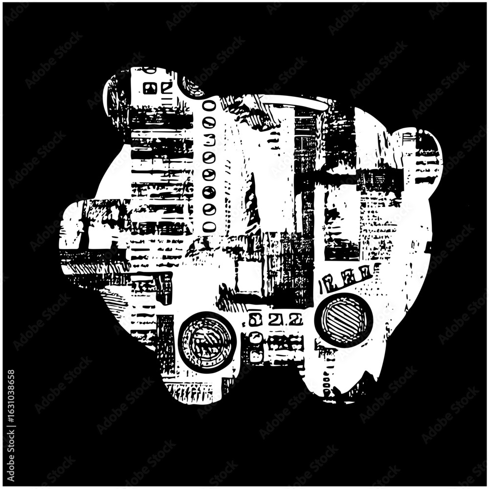 Poster vector intricate robotic head with detailed mechanical features.