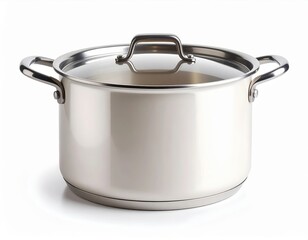 Stainless steel cooking pot with handle and lid, durable kitchen cookware for boiling soups stews and other culinary preparations, professional grade cookware