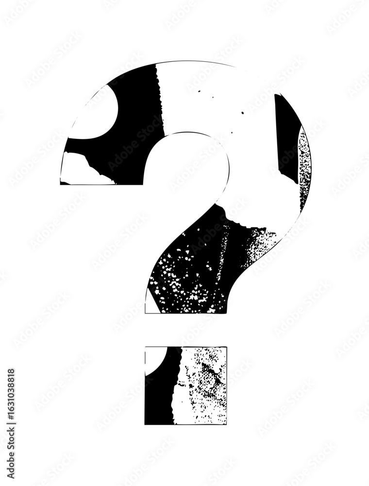 Poster vector abstract question mark with textured details.