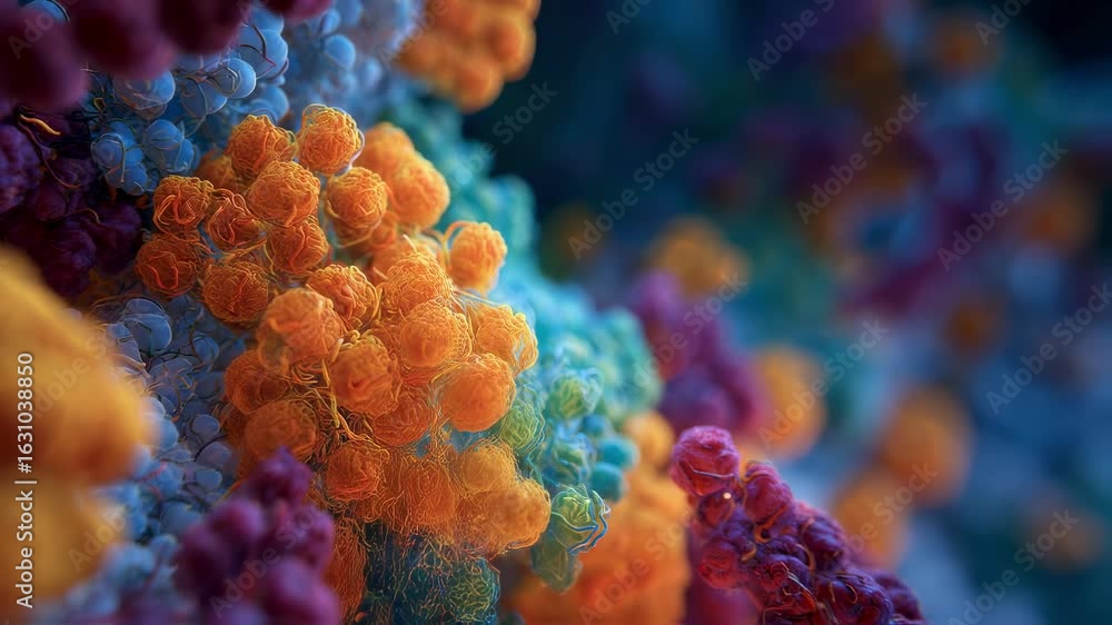 Poster dynamic macro shot of receptor activation by hormone docking on cellular exterior showing molecular 