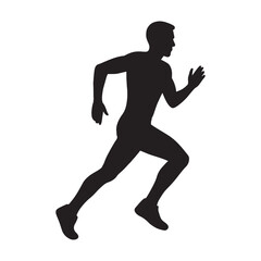 Naklejka premium Running Man Athlete Black and White Silhouette