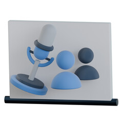 Board Meeting Mic 3D Icon Colorful Style