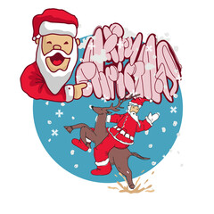 Vector greetings Christmas card design with pop art style