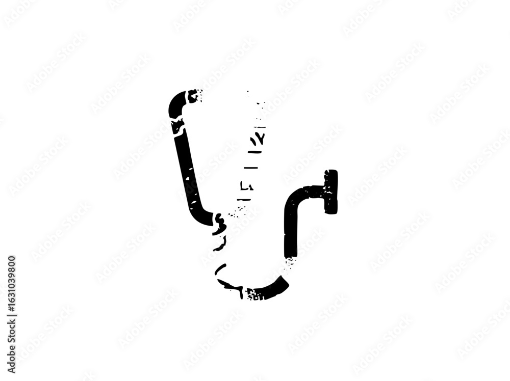 Poster Vector Abstract vector of a broken letter U with scattered fragments.