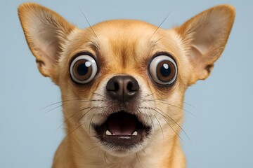 Funny Surprised Chihuahua Dog Portrait with Cute Expression and Adorable Eyes