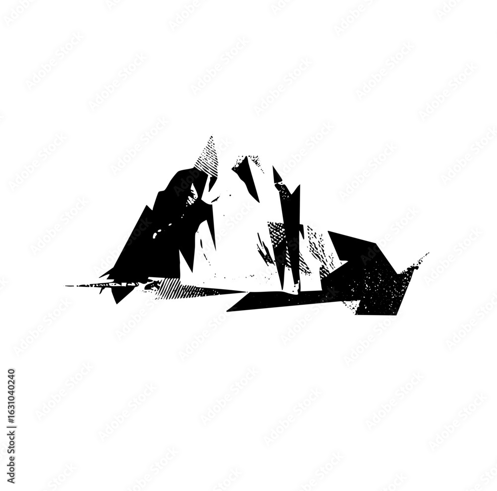 Poster vector abstract mountain range with textured shapes.