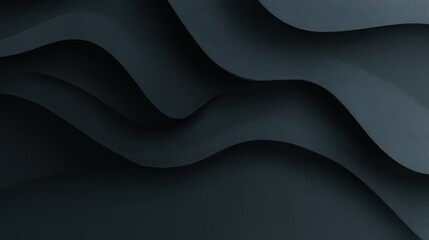 Smooth dark waves form a layered abstract background, perfect for elegant branding, modern interfaces, or minimalist presentations.