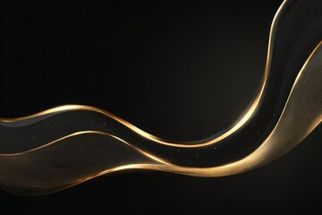 abstract golden lines form elegant waves on a dark background creating a luxurious and modern abstract digital art concept