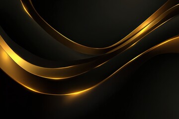 abstract golden lines form elegant waves on a dark background creating a luxurious and modern abstract digital art concept