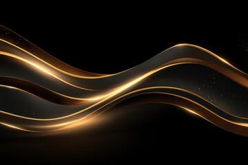 abstract golden lines form elegant waves on a dark background creating a luxurious and modern abstract digital art concept