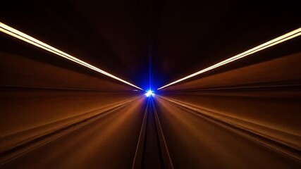 Light-trail tunnel that gradually shrinks into a pinpoint of blue light