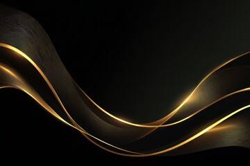abstract golden lines form elegant waves on a dark background creating a luxurious and modern abstract digital art concept