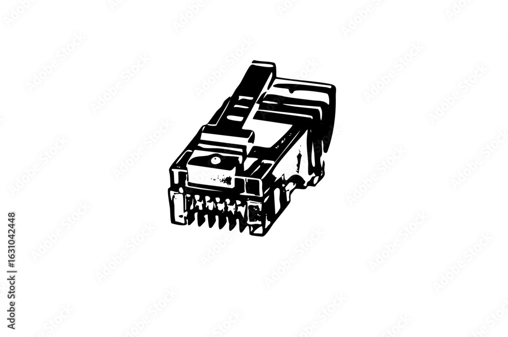 Poster vector detailed of a network connector with visible pins.