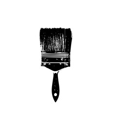 Vector Black Paintbrush with Bristles