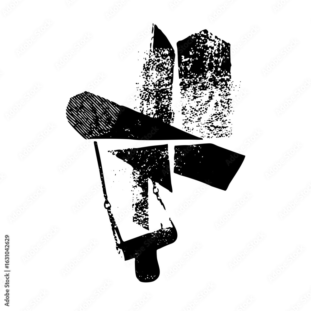 Poster vector abstract geometric featuring fragmented shapes and textured elements.