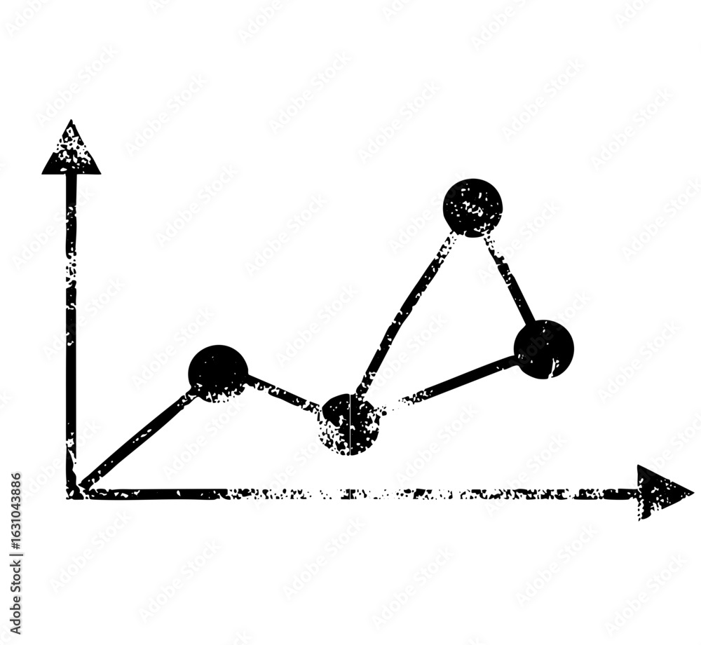 Poster vector black graph depicts data points and upward trend.