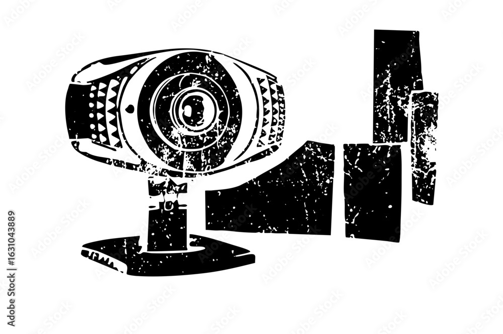 Poster vector security camera with a distressed texture.