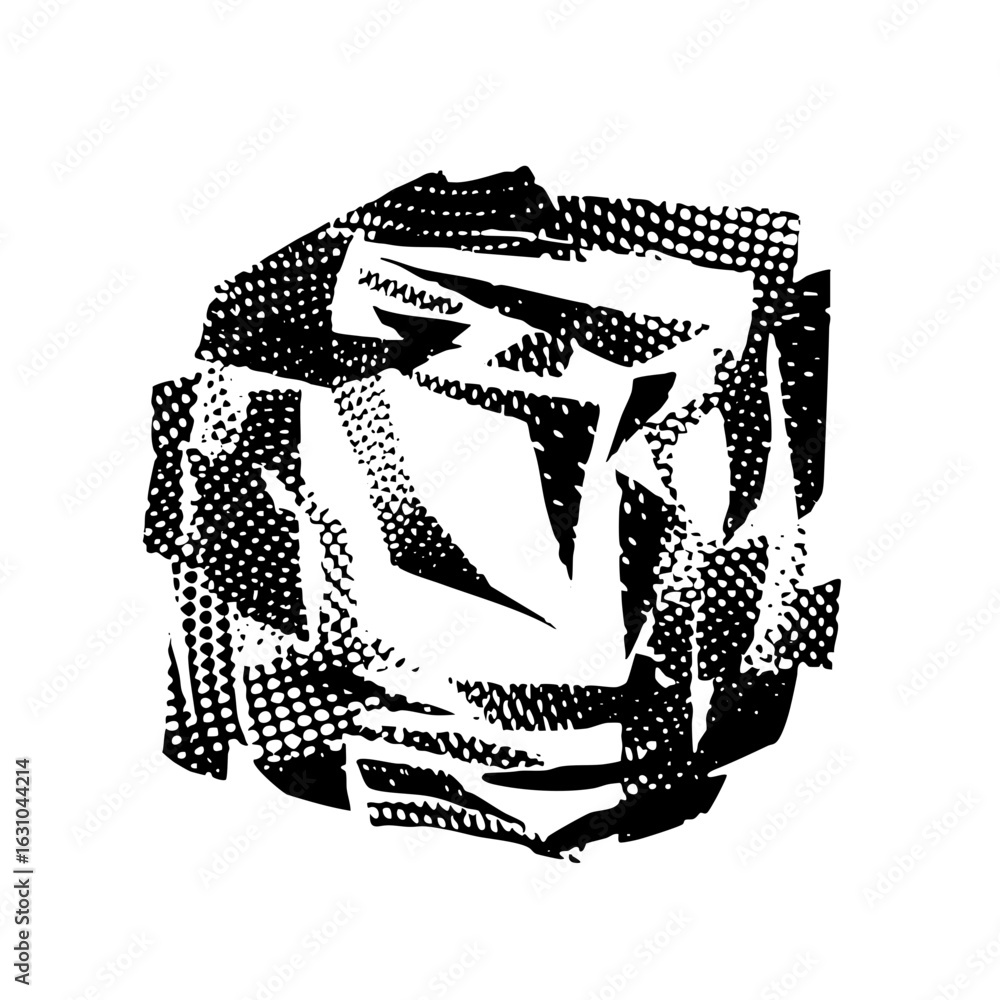 Aufkleber vector abstract geometric face with halftone texture.