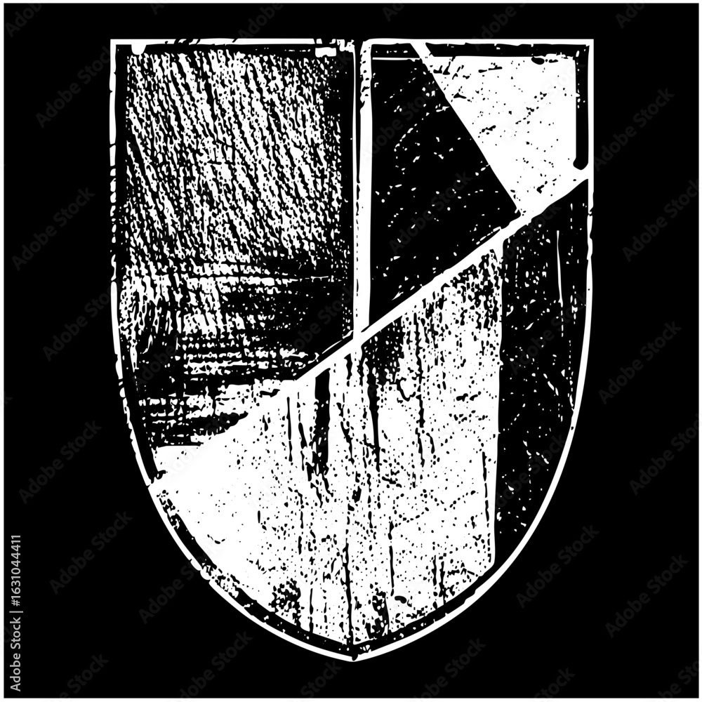 Poster vector abstract shield with geometric divisions.