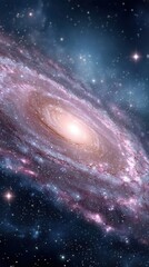 Obraz premium A dreamy, galaxy-centered background evokes a sense of vastness and wonder, portraying a gaming-inspired scene with swirling nebulas and stardust, very dreamy.