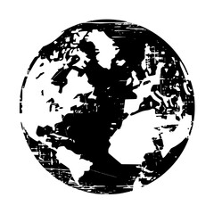 Vector Monochrome world depicts continents and oceans.
