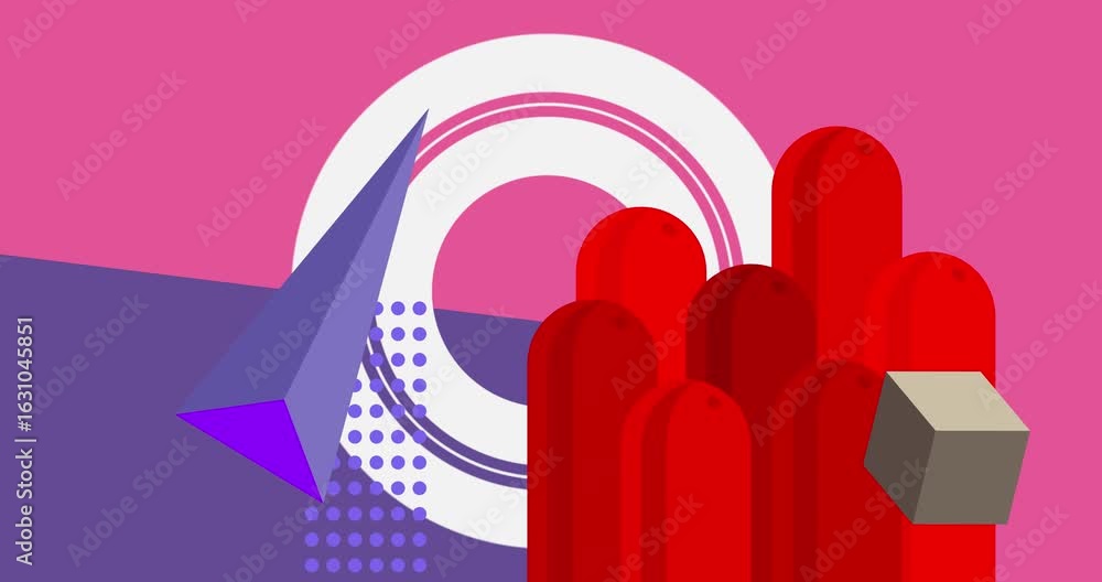 Poster geometrical graphic retro theme background animation with place for text. minimal geometric elements