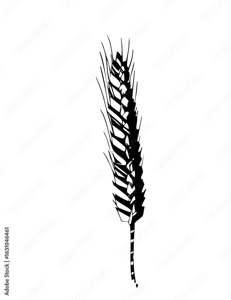 Poster vector stylized grain stalk with sharp edges.