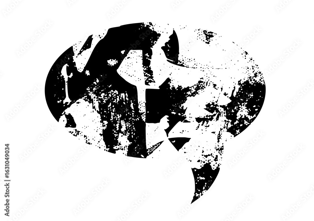 Poster vector abstract lion head with distressed texture.