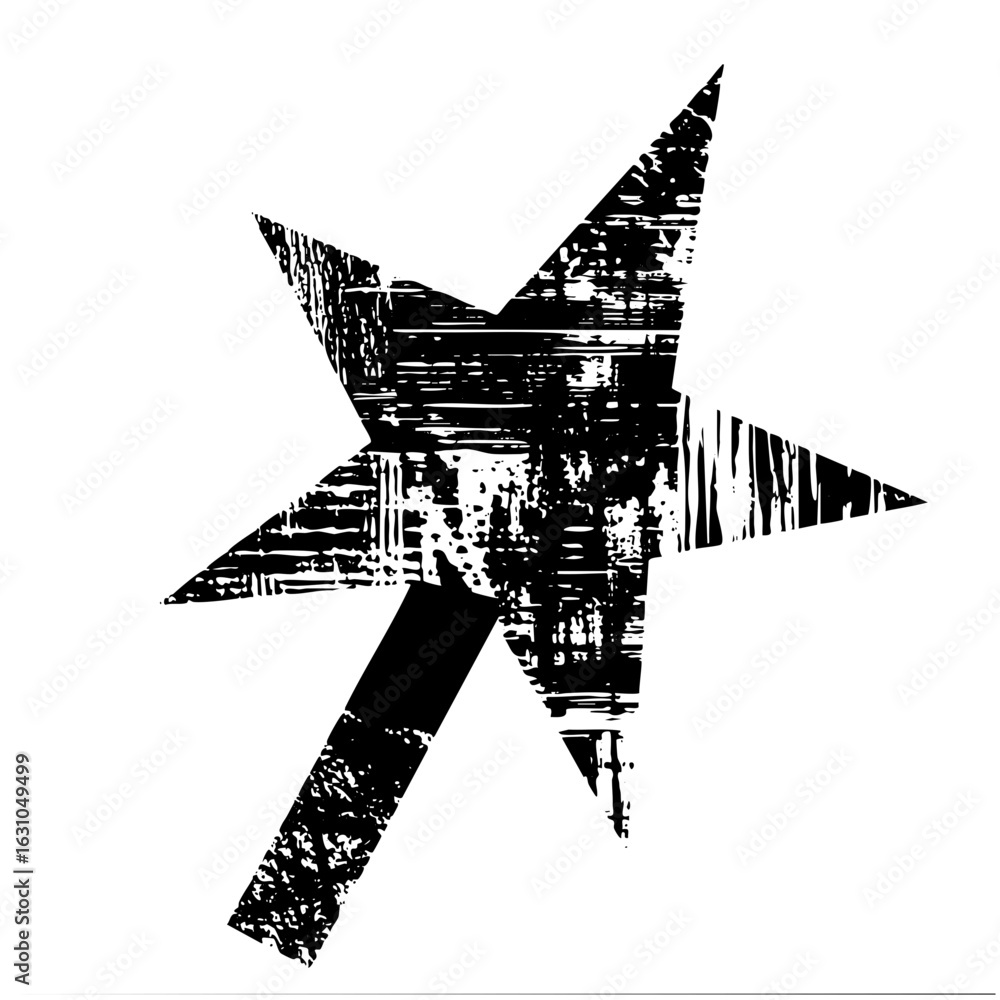 Poster vector distressed five-pointed star with a textured grunge effect.