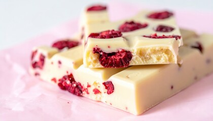 Delicious white chocolate with dried berries a food photography macro for packaging or dessert menu