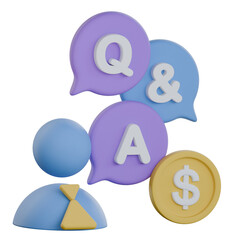 Investor Q and A 3D Icon Colorful Style