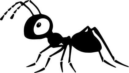 ant logo vector silhouette illustration, vector illustration of ant logo icon design, vector of a black silhouette ant, black ant silhouette isolated on white background.