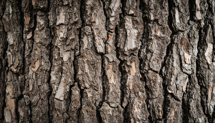 Obraz premium Close-up of a weathered tree trunk with aged, rough bark and intricate texture