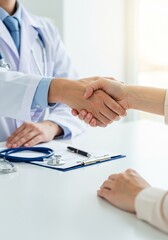 Doctor and Patient Handshake, Medical Consultation, Trust and Care